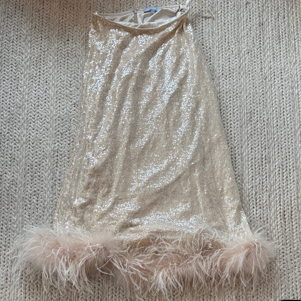 Nicola Bathie x Antonio Melani sequin and feather skirt